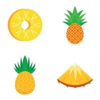 set di icone di ananas, stile piatto vettore