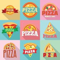 set logo pizza, stile piatto vettore