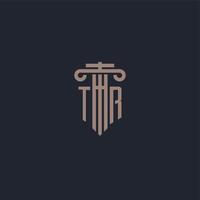 tr logo iniziale monogramma con design in stile pilastro per studio legale e società di giustizia vettore