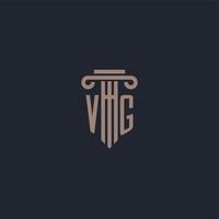 monogramma logo iniziale vg con design in stile pilastro per studio legale e società di giustizia vettore