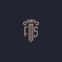 monogramma logo iniziale fs con design in stile pilastro per studio legale e società di giustizia vettore