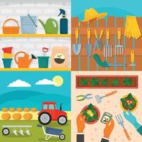 set di banner per attrezzature agricole, stile piatto vettore