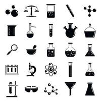 set di icone di laboratorio di chimica, stile semplice vettore