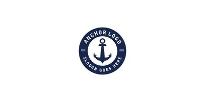 ancoraggio nautico marino cerchio sigillo logo design vettore