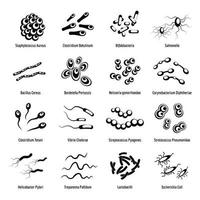 set di icone di virus e batteri, stile semplice vettore