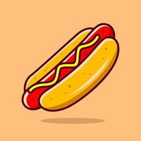 vettore di hot dog. illustrazione dell'elemento del fumetto degli alimenti a rapida preparazione. piatto di vettore di fast food isolato. raccolta di cibo per la colazione. eps 10.