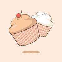 vettore di cupcake. illustrazione dell'elemento del fumetto degli alimenti a rapida preparazione. piatto di vettore di fast food isolato. raccolta di cibo per la colazione. eps 10.
