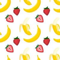 fragola e banana vettore vegan piatto senza cuciture