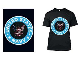 design della maglietta della marina americana vettore