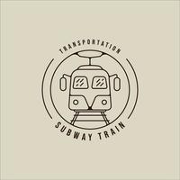 logo del treno della metropolitana linea arte vettoriale semplice illustrazione minimalista modello icona graphic design. segno o simbolo del trasporto ferroviario per il concetto di trasporto d'affari o di viaggio con badge circolare