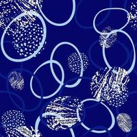 sfondo blu astratto senza cuciture fatto di set di anelli, con texture.illustrazione vettoriale, cerchi irregolari, sfondo di stampa abbigliamento. illustrazione vettoriale