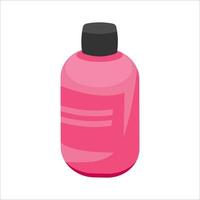 gel, schiuma, sapone liquido. bottiglia di plastica della pompa dell'erogatore. icona di scarabocchio su sfondo bianco. rosa su bianco illustrazione vettore