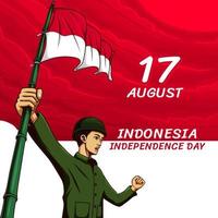 progettazione del post del giorno dell'indipendenza dell'indonesia con l'illustrazione vettore