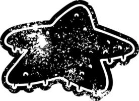 icona del grunge disegno di una stella di mare vettore