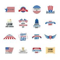 giorno della costituzione usa logo set di icone, stile piatto vettore