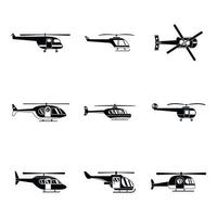 set di icone militari in elicottero, stile semplice vettore