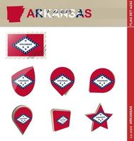 set di bandiere dell'Arkansas, set di bandiere vettore