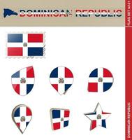 set di bandiere della repubblica dominicana, set di bandiere vettore