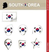 set di bandiere della corea del sud, set di bandiere vettore