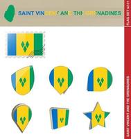 set di bandiere di saint vincent e grenadine, set di bandiere vettore
