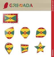 set di bandiere di grenada, set di bandiere vettore