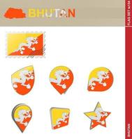 set di bandiere del bhutan, set di bandiere vettore