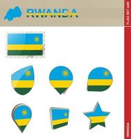 set di bandiere del ruanda, set di bandiere vettore