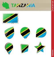 set di bandiere della tanzania, set di bandiere vettore