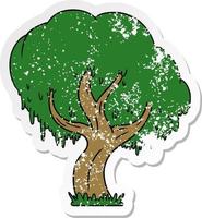 adesivo in difficoltà cartone animato doodle di un albero verde vettore