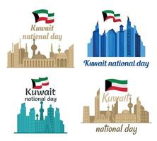 kuwait torre skyline banner concept set stile piatto vettore