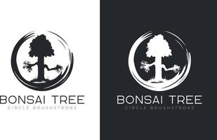 modello vettoriale di progettazione del logo dell'albero dei bonsai
