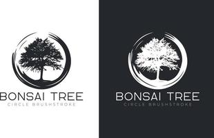 modello vettoriale di progettazione del logo dell'albero dei bonsai