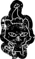 icona in difficoltà del fumetto di un gatto che indossa il cappello di Babbo Natale vettore