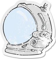 adesivo retrò in difficoltà di un casco da astronauta cartone animato vettore