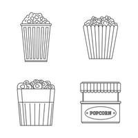 set di icone della scatola del cinema di popcorn, stile del contorno vettore
