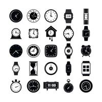 tempo e orologio set di icone, stile semplice vettore