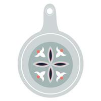 piatto rotondo in ceramica vettoriale, stoviglie, utensili da cucina o stoviglie. piatto moderno con ornamento decorativo floreale vettore