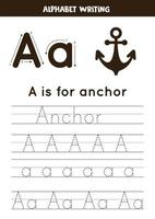 imparare l'alfabeto inglese per bambini. lettera a. ancora disegnata a mano. vettore