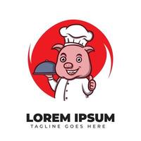 illustrazione del logo piatto di maiale vettore