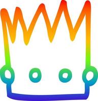 corona di cartoni animati di disegno a tratteggio sfumato arcobaleno vettore