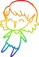 arcobaleno gradiente linea disegno cartone animato elfo ragazza vettore