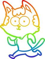 arcobaleno gradiente linea disegno felice cartone animato gatto jogging vettore