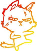 caldo gradiente linea disegno duro cartone animato gatto vettore