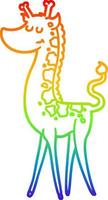 giraffa del fumetto di disegno a tratteggio sfumato arcobaleno vettore