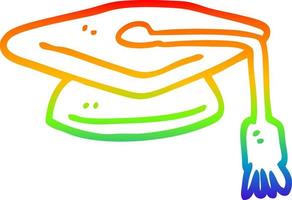 cappello di laurea del fumetto di disegno a tratteggio sfumato arcobaleno vettore