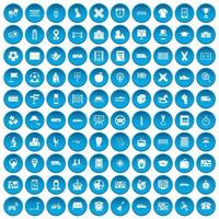 100 icone di autobus impostate in blu vettore