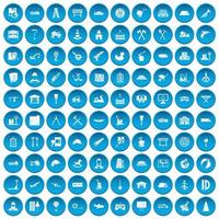 100 icone di camion impostate in blu vettore
