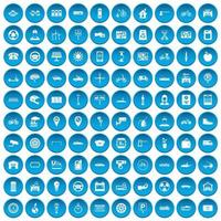 100 icone di parcheggio impostate in blu vettore