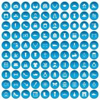 100 icone di moda impostate in blu vettore