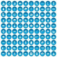 100 icone dell'acqua impostate in blu vettore